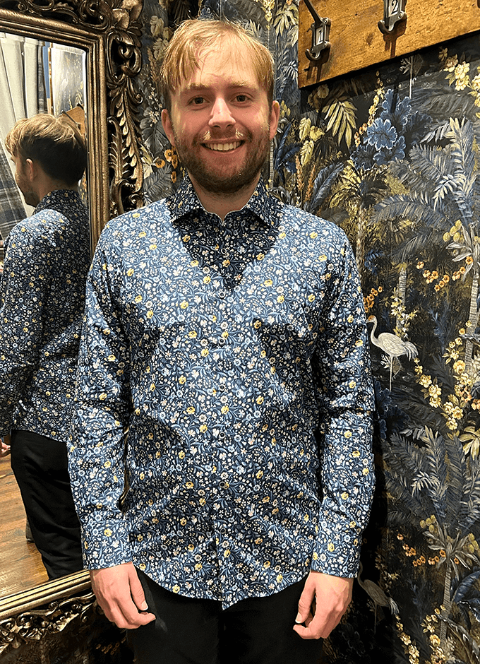 Locarno Long Sleeve Shirt | Navy Floral | Liberty Fabric