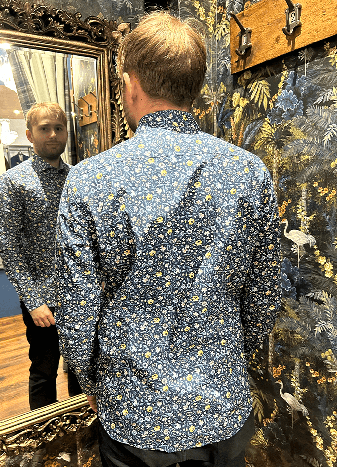 Locarno Long Sleeve Shirt | Navy Floral | Liberty Fabric