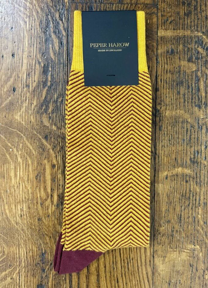 Peper Harow | Lux Taylor Luxury Men's Socks | Mustard