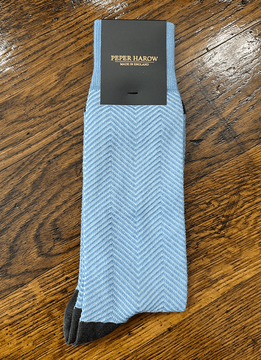 Peper Harow | Lux Taylor Luxury Men's Socks | Sky