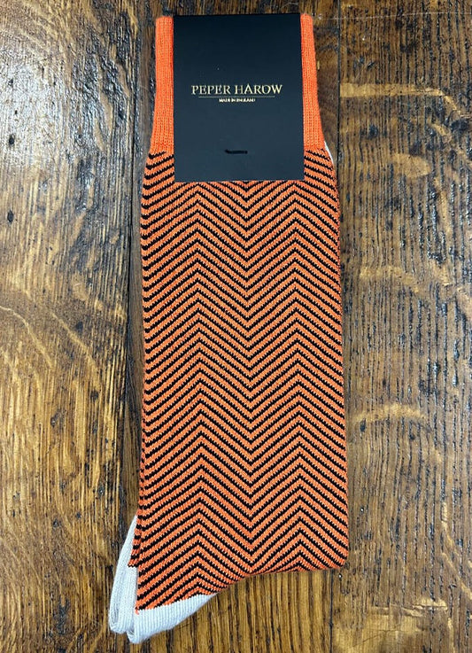 Peper Harow | Mens Lux Taylor Socks | Orange