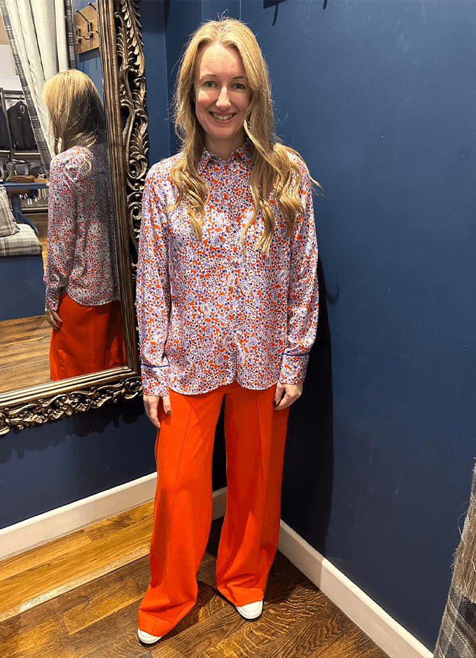 Interlock Wide Leg Trousers | Mandarin Red