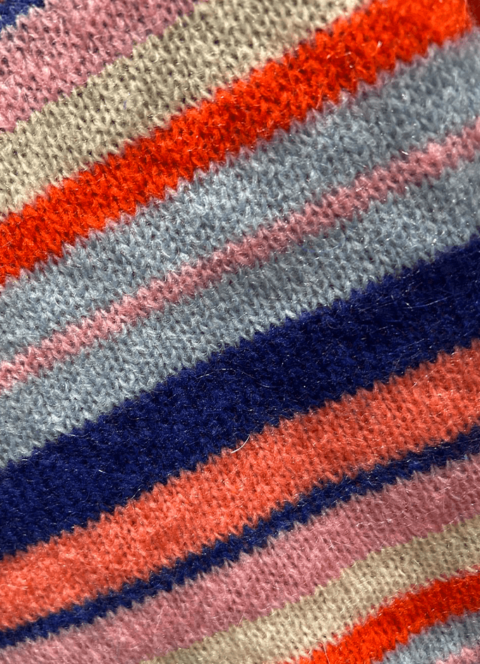 Multi Stripe Half Sleeve Jumper | Mandarin Red Print