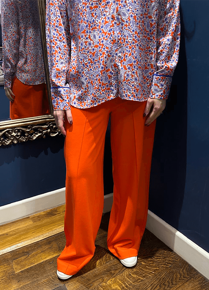 Interlock Wide Leg Trousers | Mandarin Red