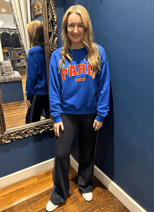 Interlock Trousers | Side Stripe | Marine