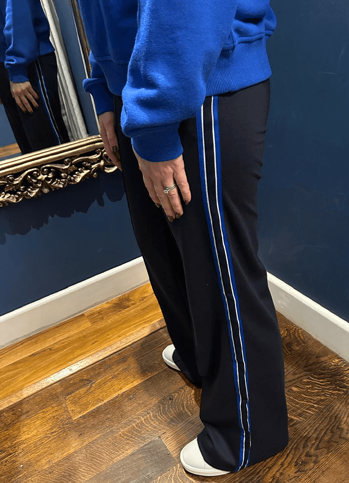 Interlock Trousers | Side Stripe | Marine