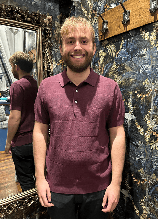 Masons Flat Knit Polo | Oxblood
