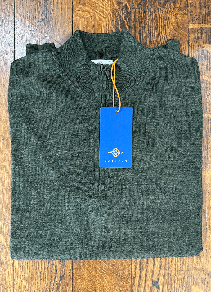 Merino 1/4 zip High Neck | Forest