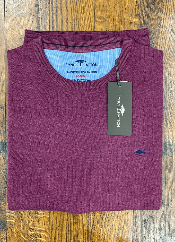 Cotton O-Neck Jumper | Deep Merlot