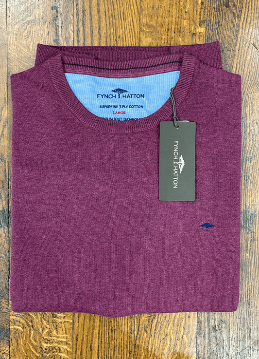 Cotton O-Neck Jumper | Deep Merlot