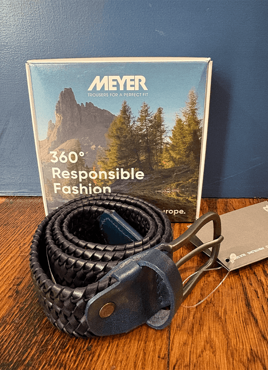 Elasticated Leather Belt | Navy