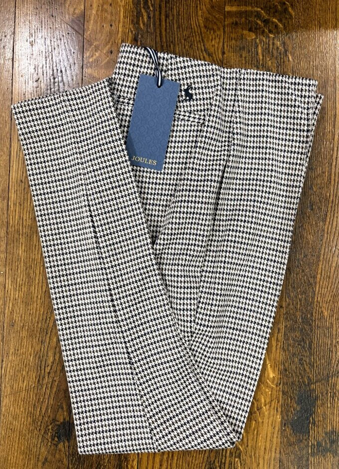 Mia Brown/Cream Dogtooth Skinny Elasticated Trousers