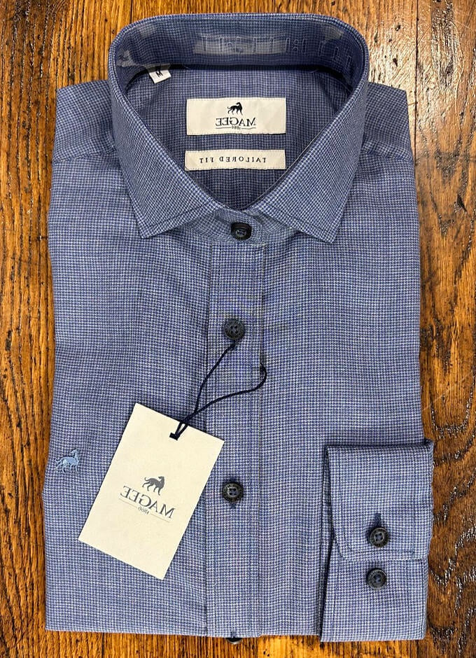 Dunross Tailored Shirt | Microcheck| Blue