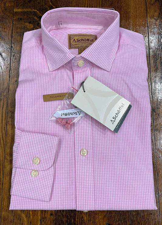 Schoffel | Greenwich Tailored Shirt/Light Pink Micro Check