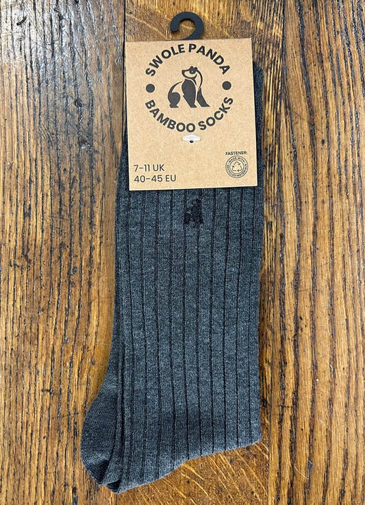 Swole Panda | Mid Grey Ribbed Socks