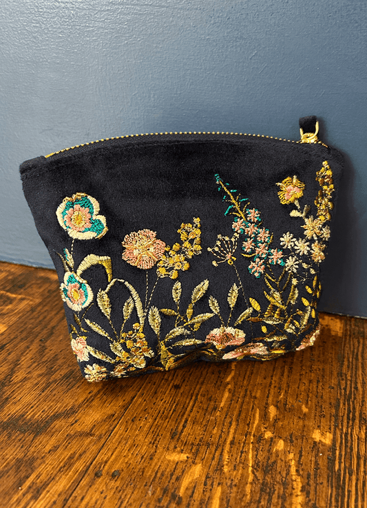 Mini Pouch | Navy Floral Hedgerow