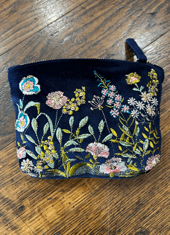 Mini Pouch | Navy Floral Hedgerow