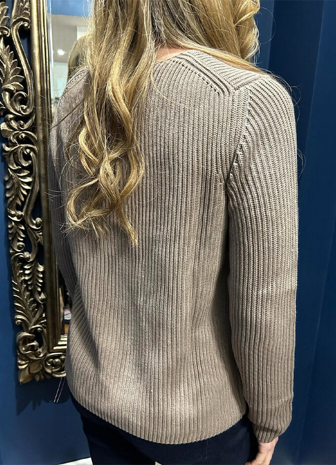 Ladies Pullover V Neck | Taupe