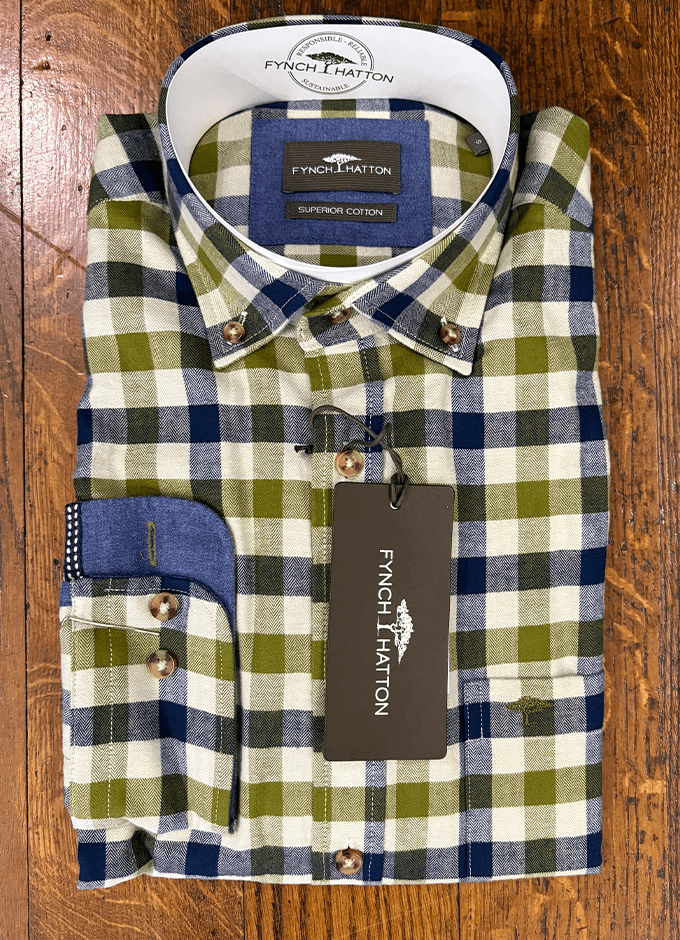Herringbone Check Shirt | Moss