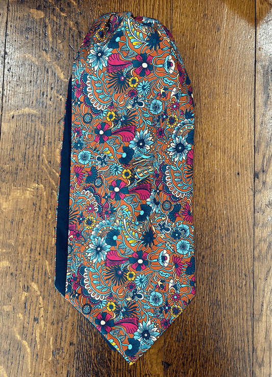 English Printed Silk Cravat | Bright Floral
