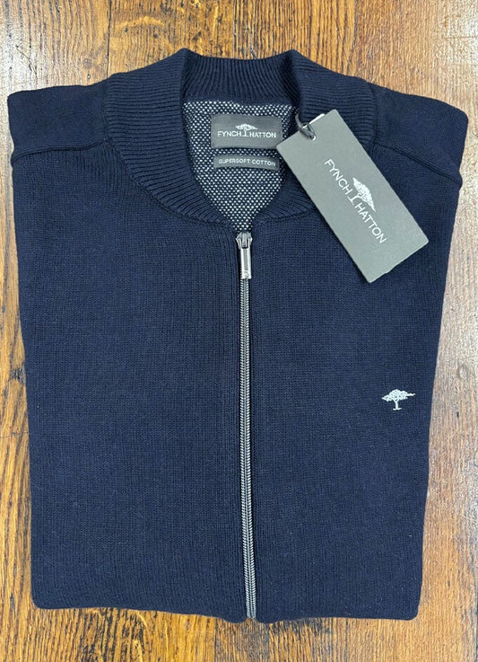 Men's Cotton Zip Cardigan | Navy