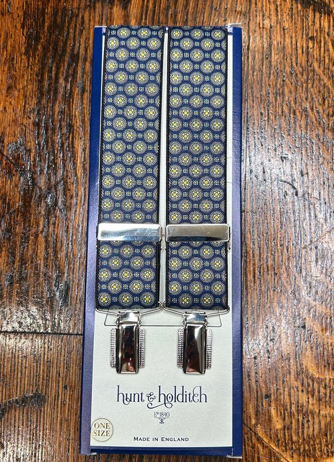 Clip Braces | Navy/Gold Paisley