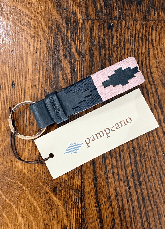 Pampeano | Charro Keyring | Pink & Navy on Navy Leather