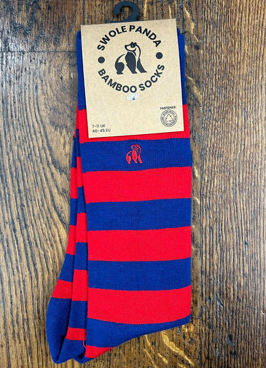 Swole Panda | Blue and Red Striped Socks