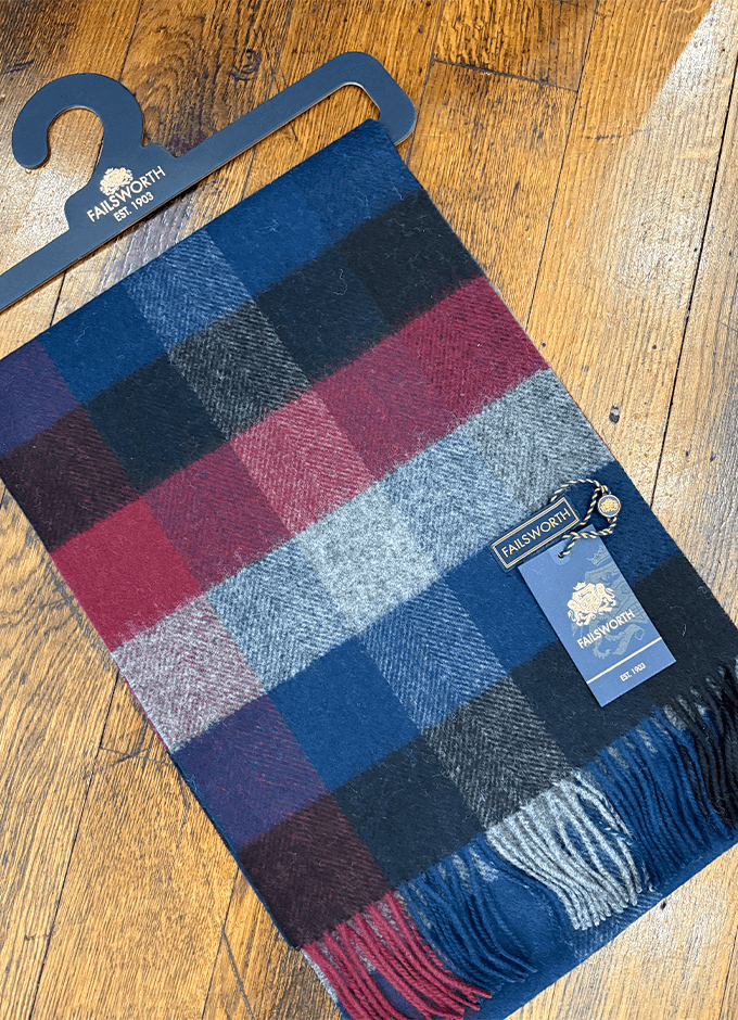 Lambswool Scarf | Autumn Check | Grey/Wine