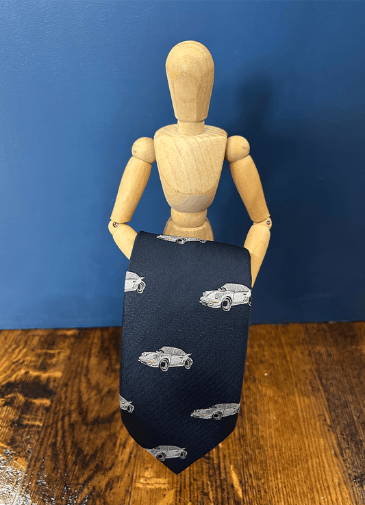 Porsche 911 Silver Sports Car | Navy Tie