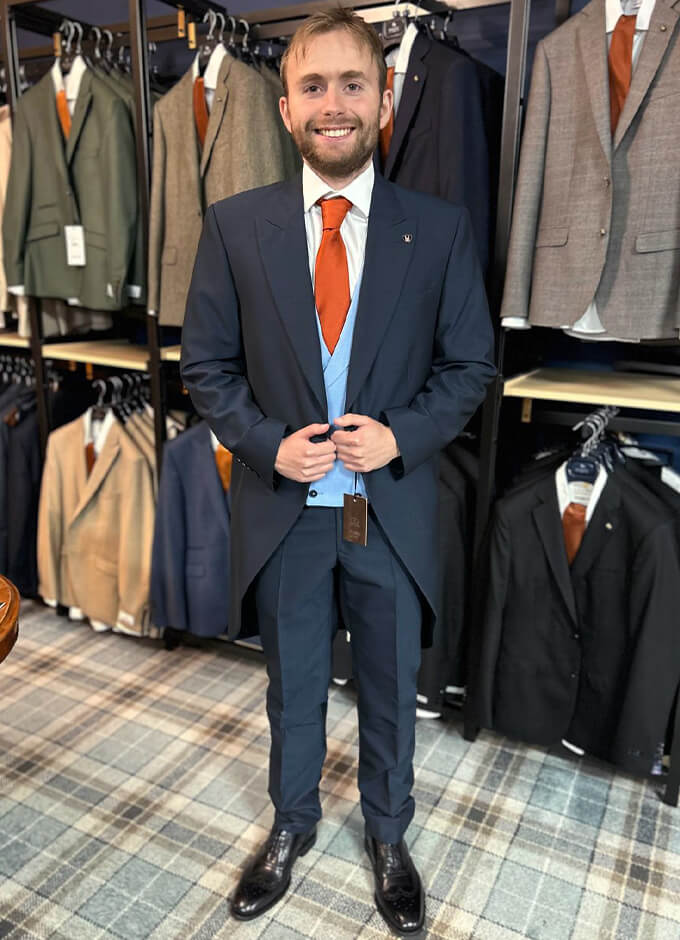 Torre - Mohair Tail Suit Jacket | Navy