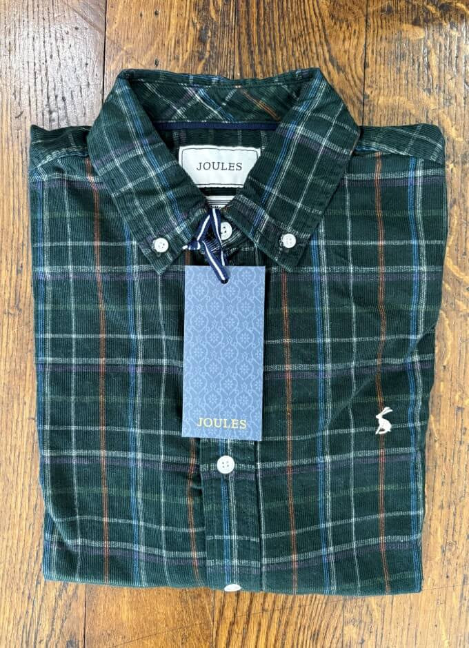 Check Long Sleeve Fine Needle Cord Shirt | Green