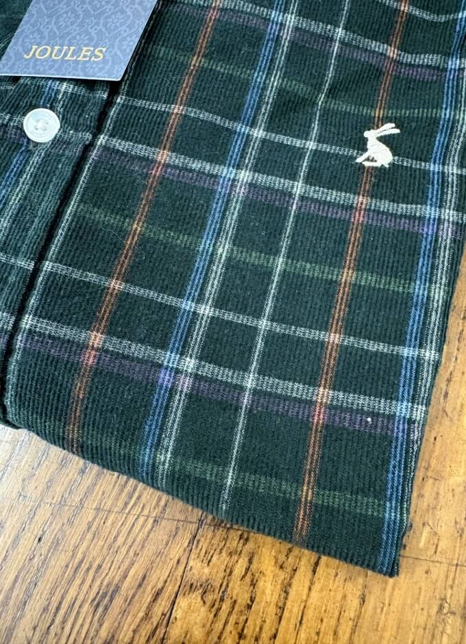 Check Long Sleeve Fine Needle Cord Shirt | Green