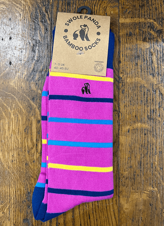 Swole Panda | Pink Multi Neon Stripe Socks