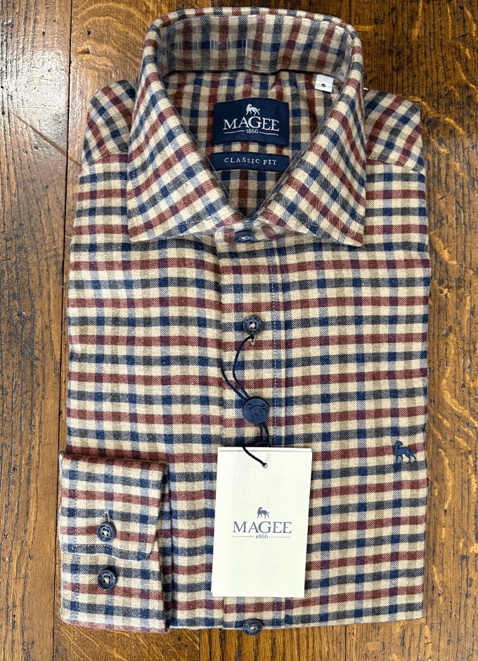 Nephin Cashmere Blend Shirt | Burgundy Gingham