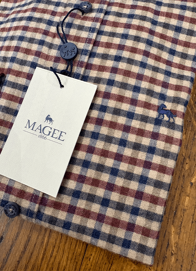 Nephin Cashmere Blend Shirt | Burgundy Gingham