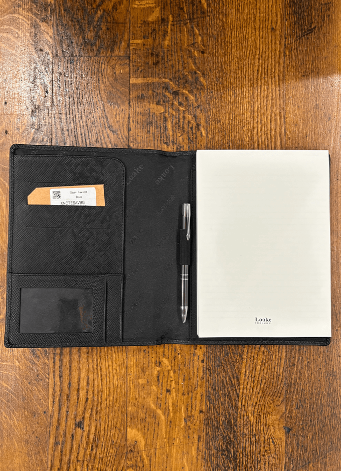 Loake A5 Refillable Notepad & Pen Set | Black