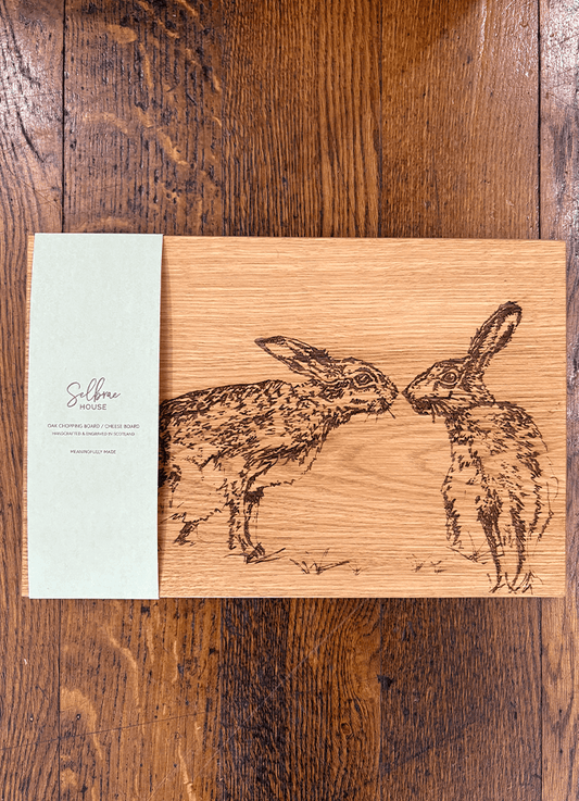 Selbrae | Medium Oak Serving Board | Kissing Hares