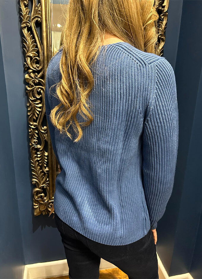 Ladies Pullover V Neck | Ocean Blue