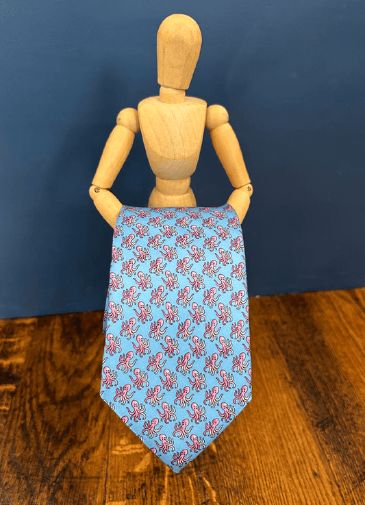 Tie | Soho Silk | Sky Blue Octopus