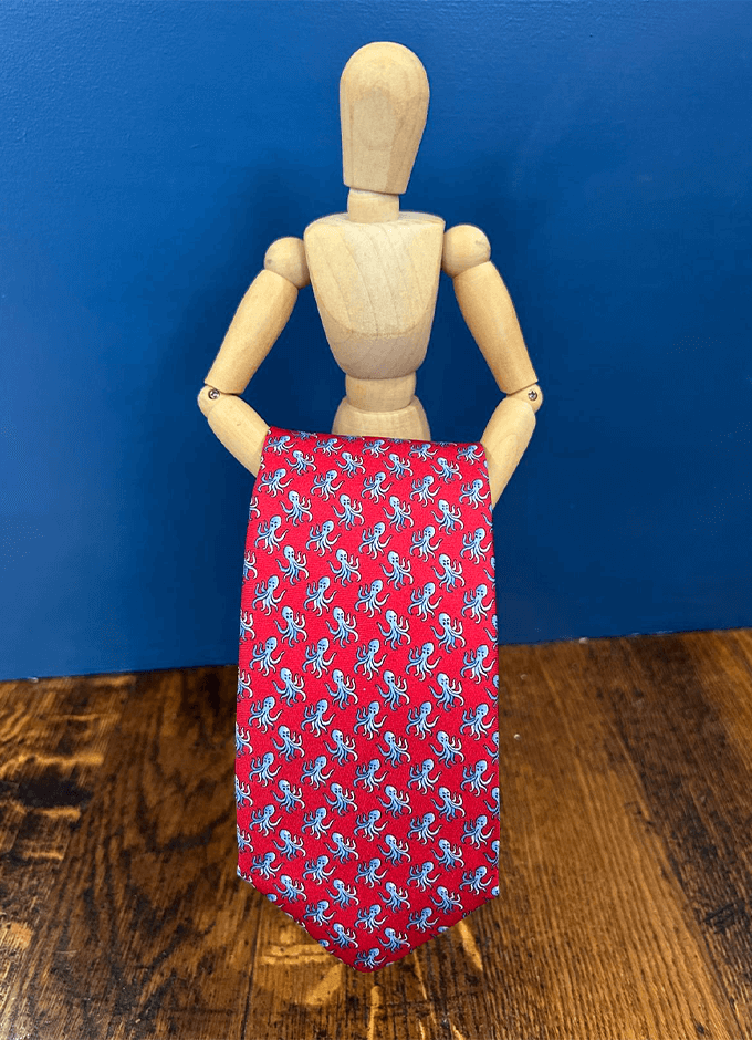 Tie | Soho Silk | Red Octopus