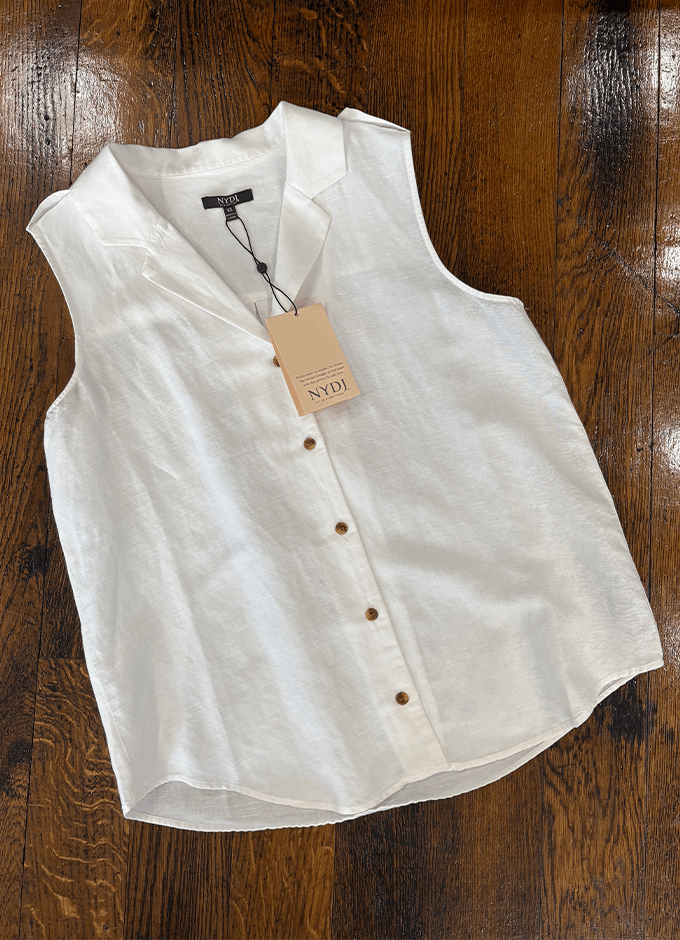 Gabrielle Linen Sleeveless Blouse | Optic White