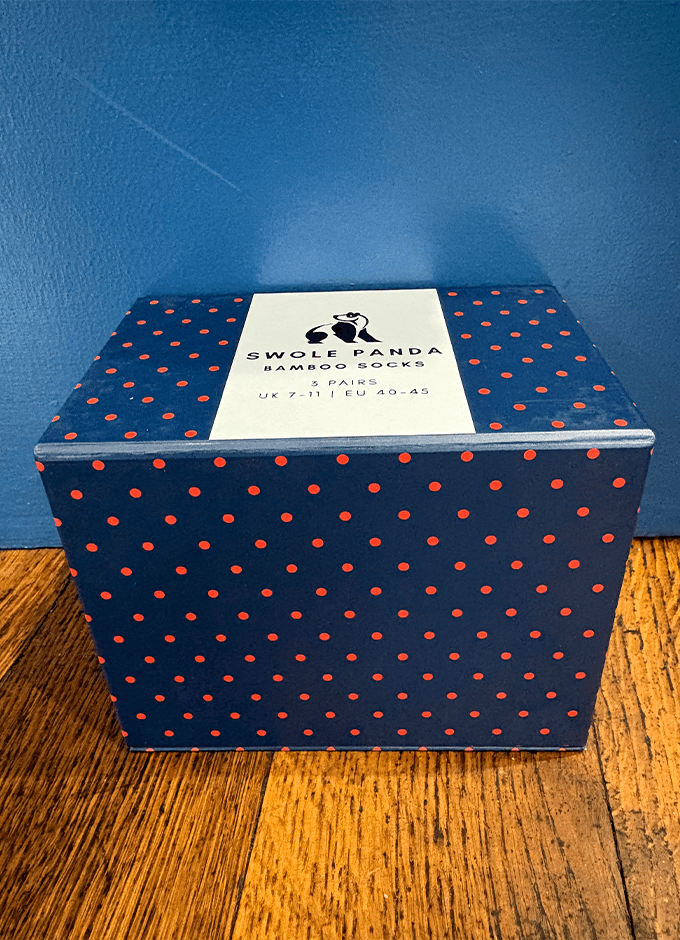 Swole Panda | Orange and Blue Sock Gift Box | 3 Pairs 7-11