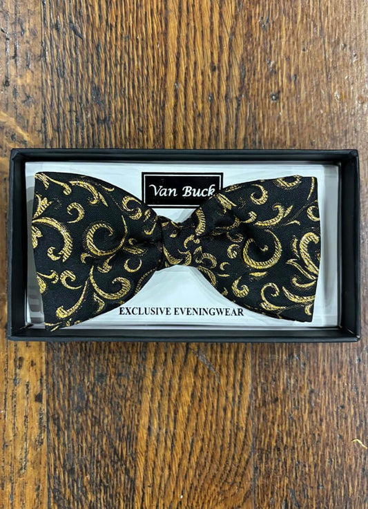 Bow Tie | Black and Gold Ornate Lurex