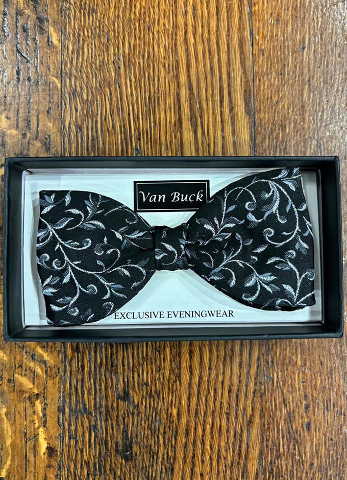 Bow Tie | Black and Silver Ornate Lurex