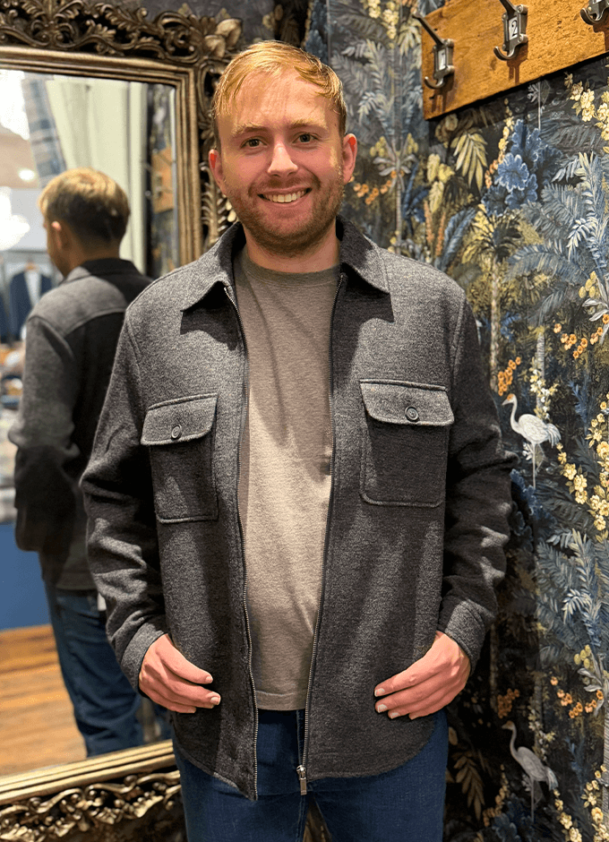 Wool Check Overshirt|Grey Melange