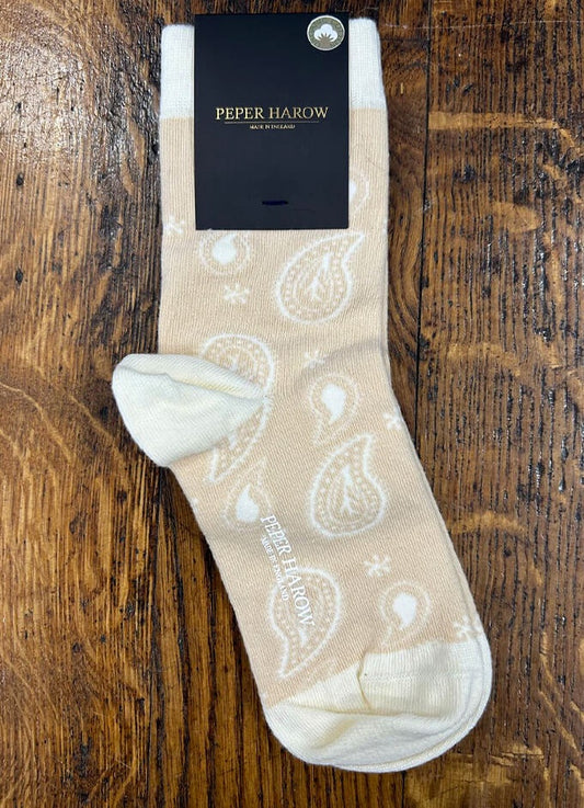 Peper Harrow | Paisley Socks | Beige