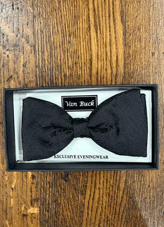 Black Pre-Tied Paisley Bow