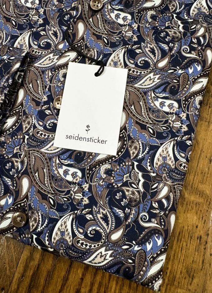 Paisley Print Shirt | Shaped Fit | Brown/Navy