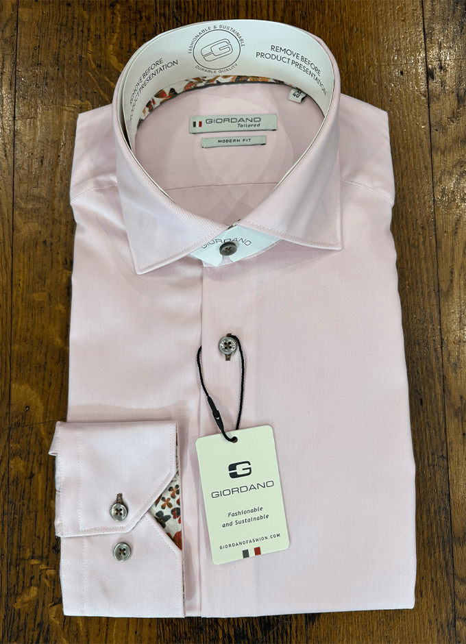 Cotton Shirt | Pale Pink | Floral Trim